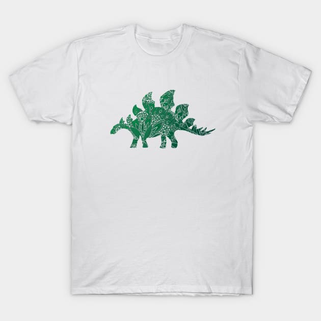 Green Mandala Pattern Stegosaurus T-Shirt by ZeichenbloQ